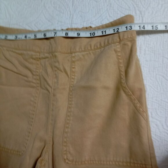 Nicole Miller High-Waisted Wide Leg Tan Pants US 2 Cotton Blend Womens Demin - Picture 7 of 9